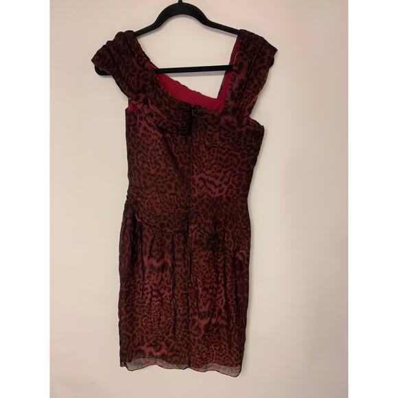 TADASHI SHOJI Dress Purple Animal Print Silk Formal Dark Romantic HOCO Party SZ4 - Picture 2 of 10